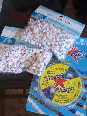 ALPHABET BEADS AND STRETCH CORD